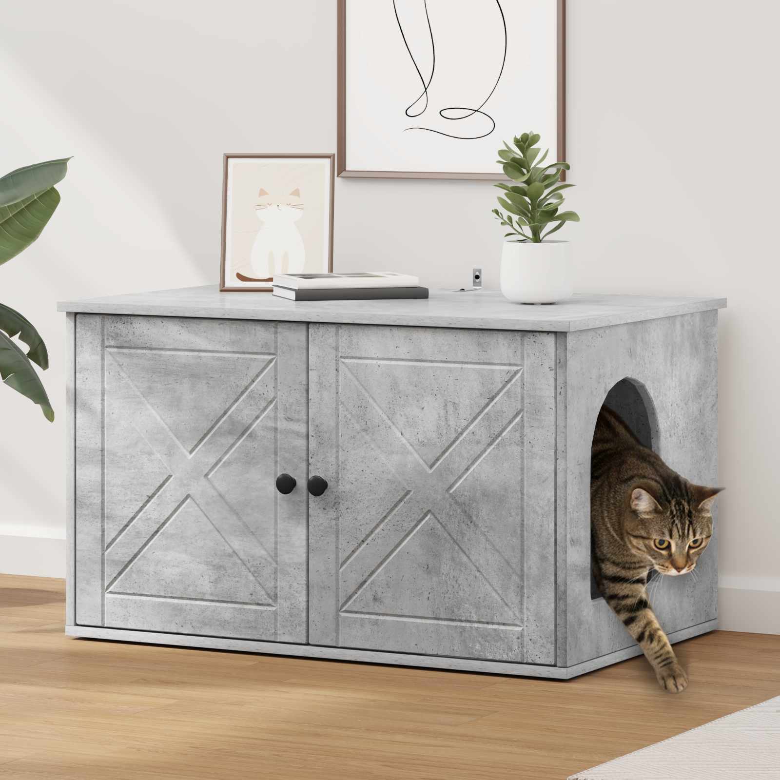 Accesorii și produse pentru pisici - Casa pentru pisici Beton 85 x 55 x 50 cm Lemn compozit