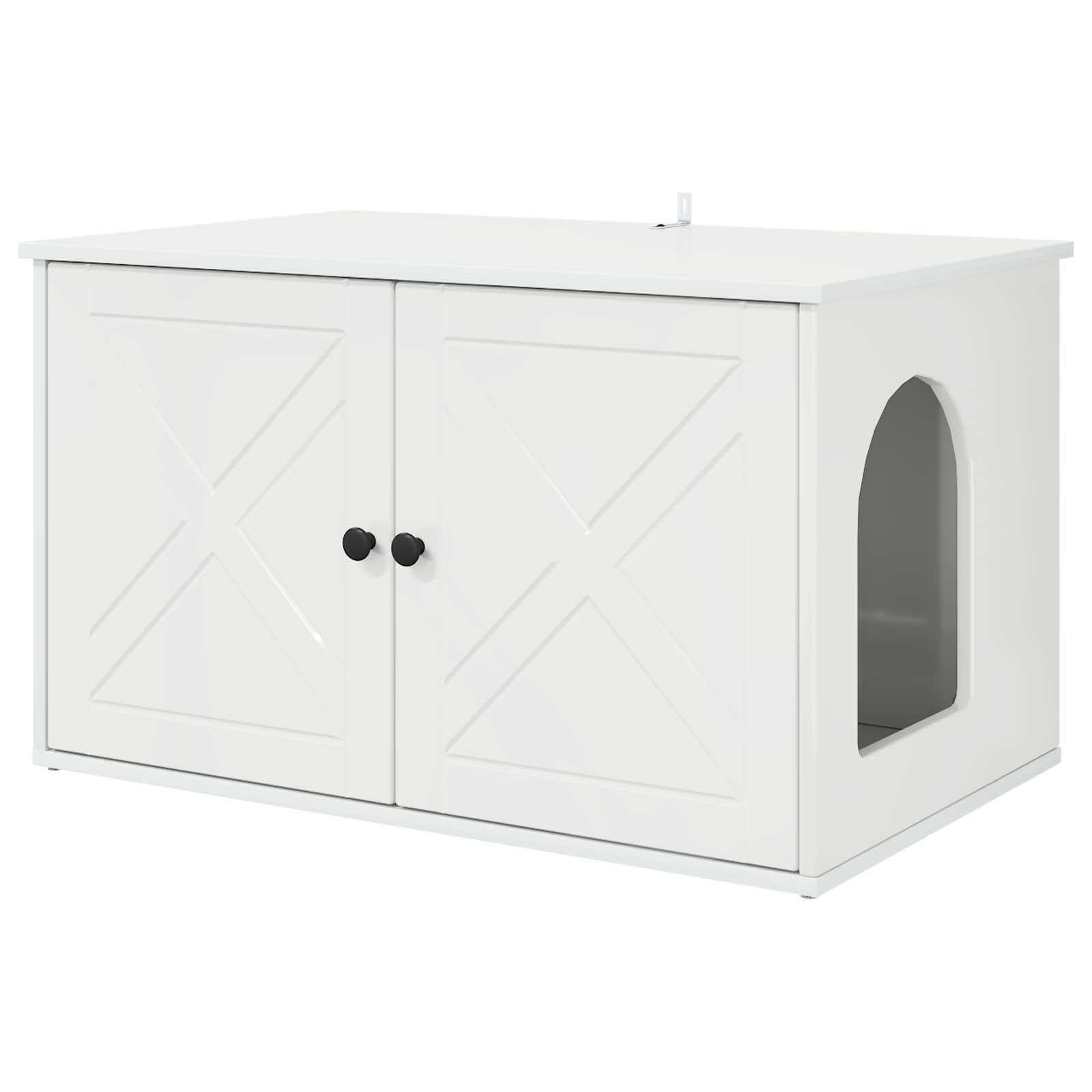 Casa pentru pisici Alb Lucios 85 x 55 x 50 cm Lemn compozit [1]