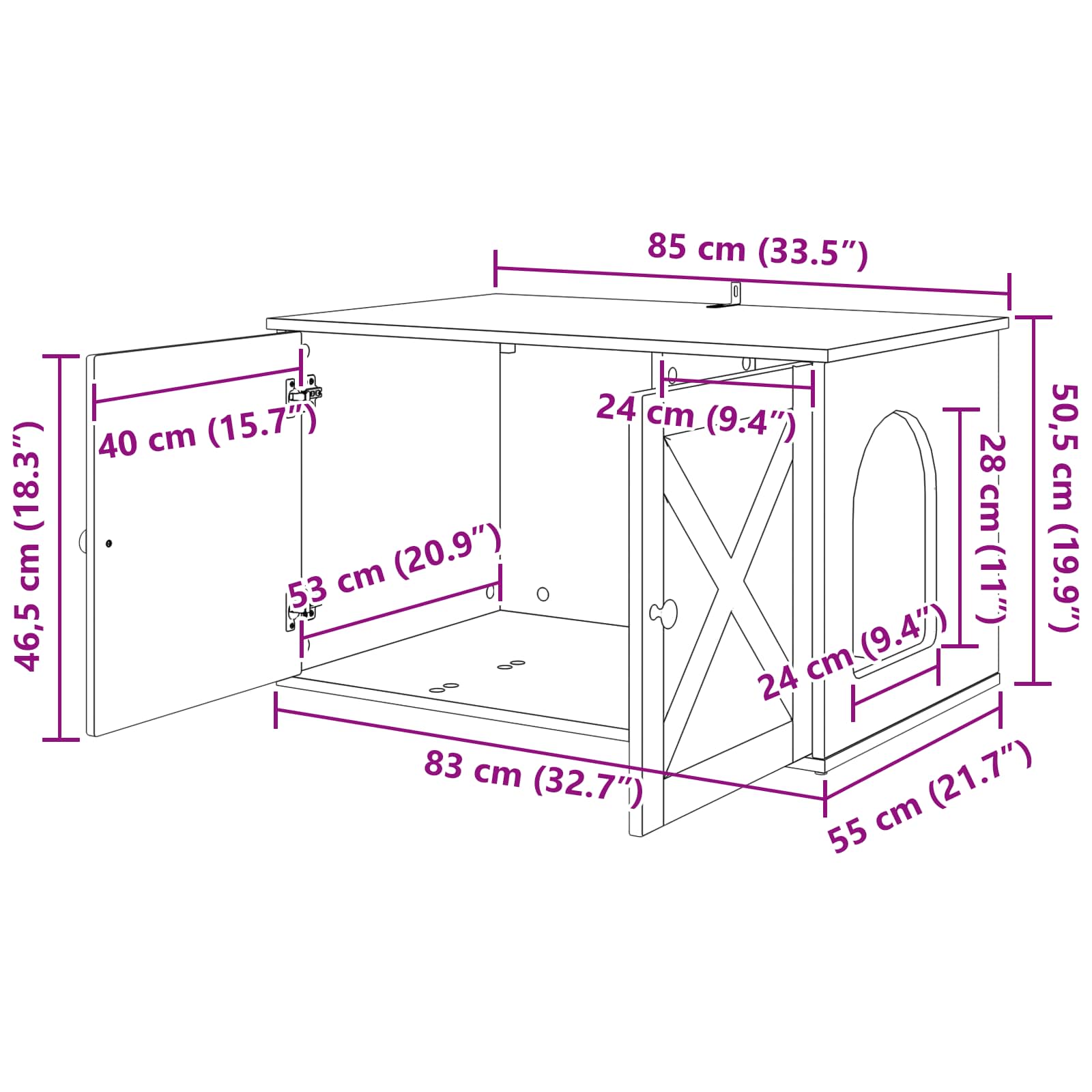 Mačja hiša Svetlo Belo 85 x 55 x 50 cm Konstruiran les - slika 13