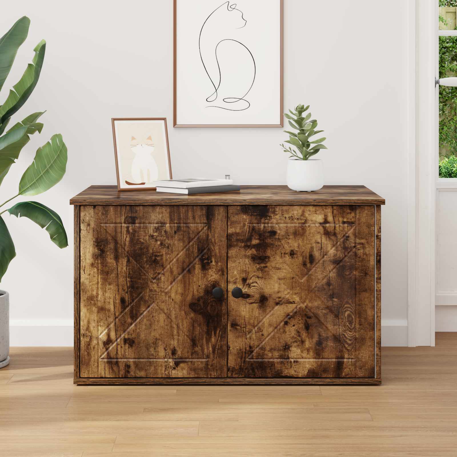 Casa pentru pisici Stejar fumuriu 85 x 55 x 50 cm Lemn compozit [3]