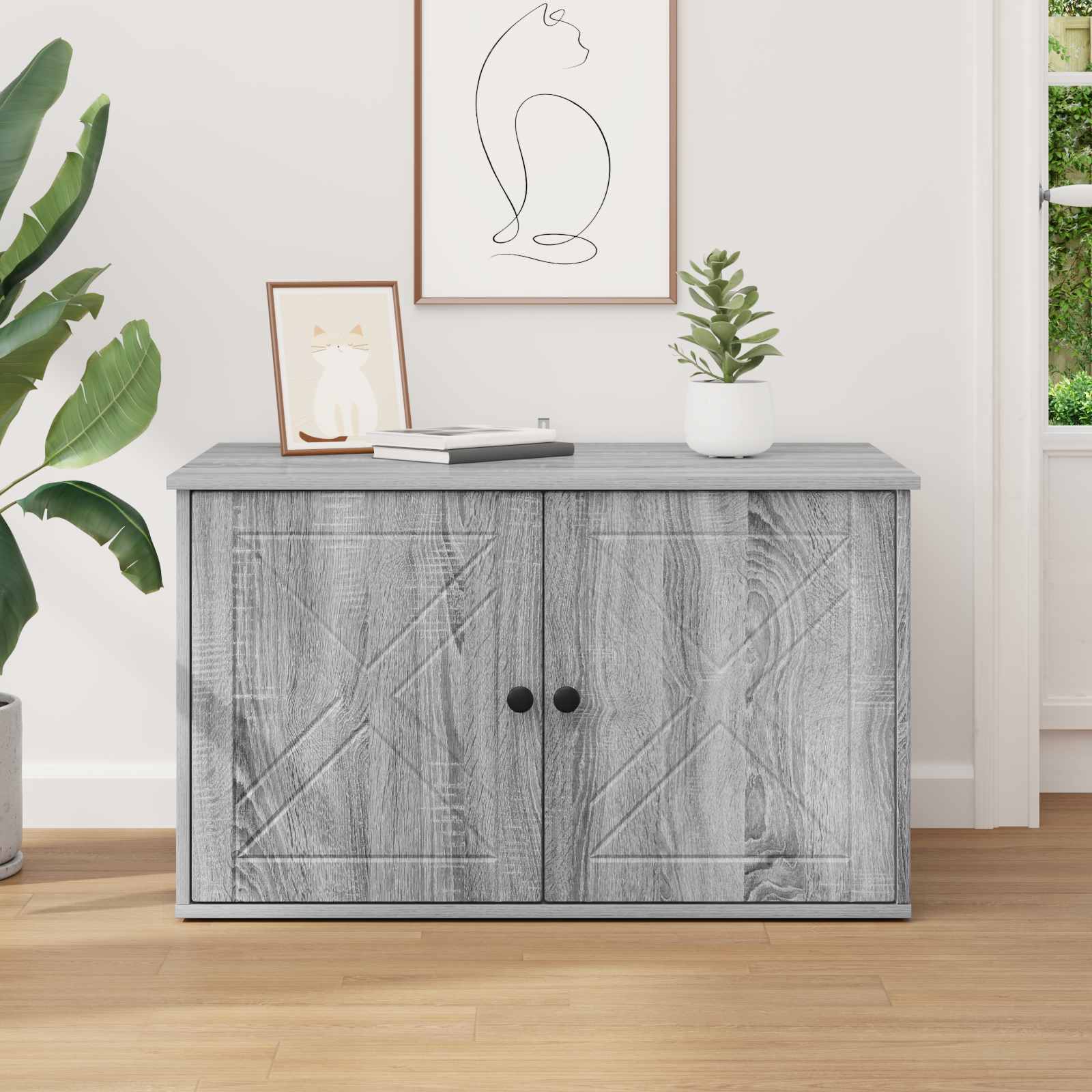 Casa pentru pisici Gri Sonoma 85 x 55 x 50 cm Lemn compozit [3]