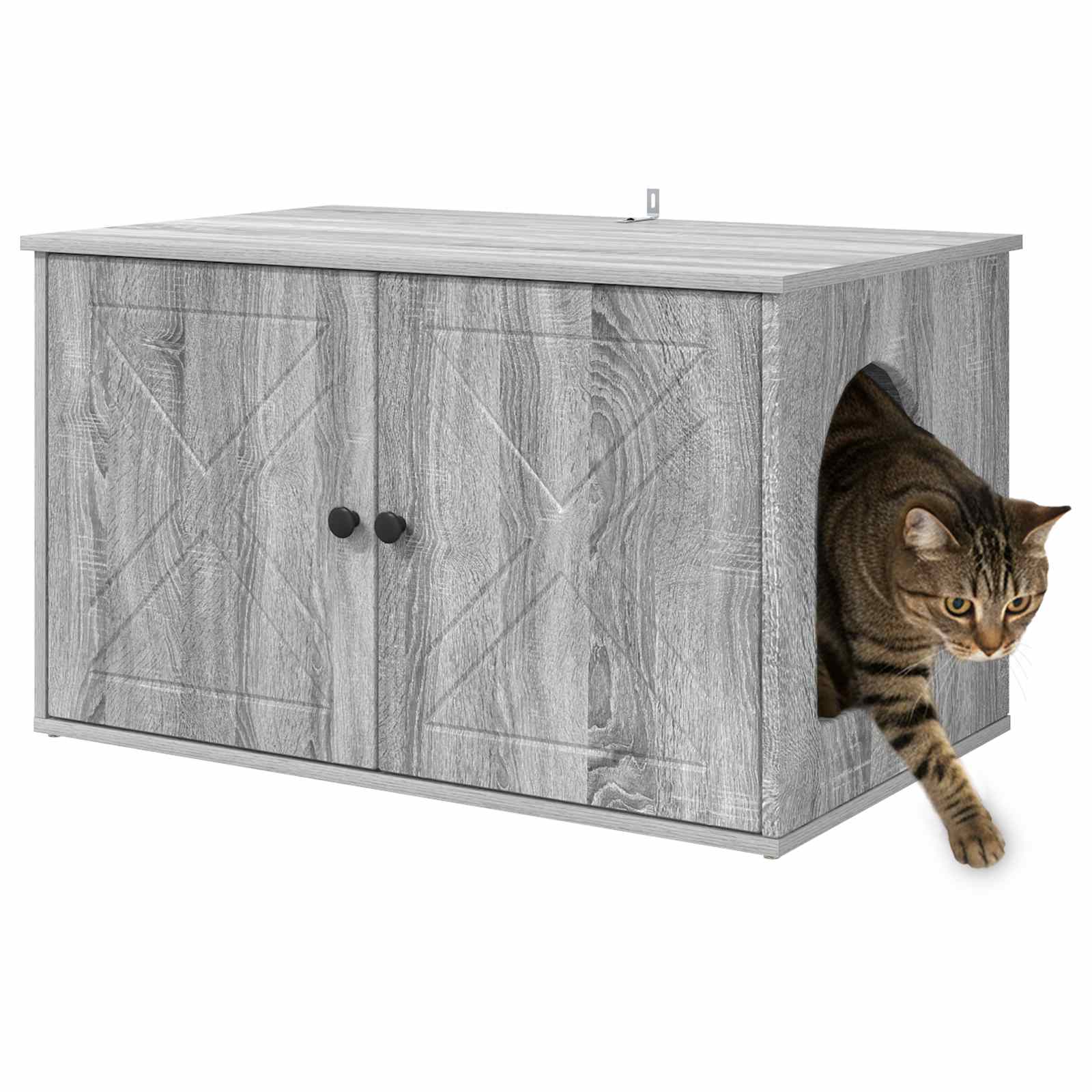 vidaXL Kattenhuis Grijs Sonoma 85 x 55 x 50 cm Bewerkt hout