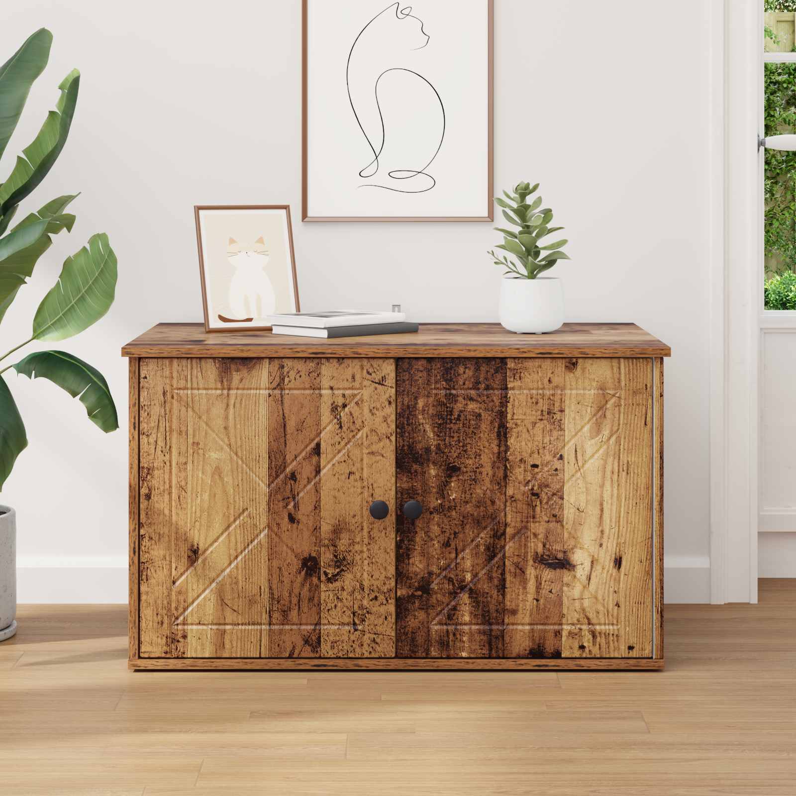 Casa pentru pisici Lemn vechi 85 x 55 x 50 cm Lemn compozit [3]