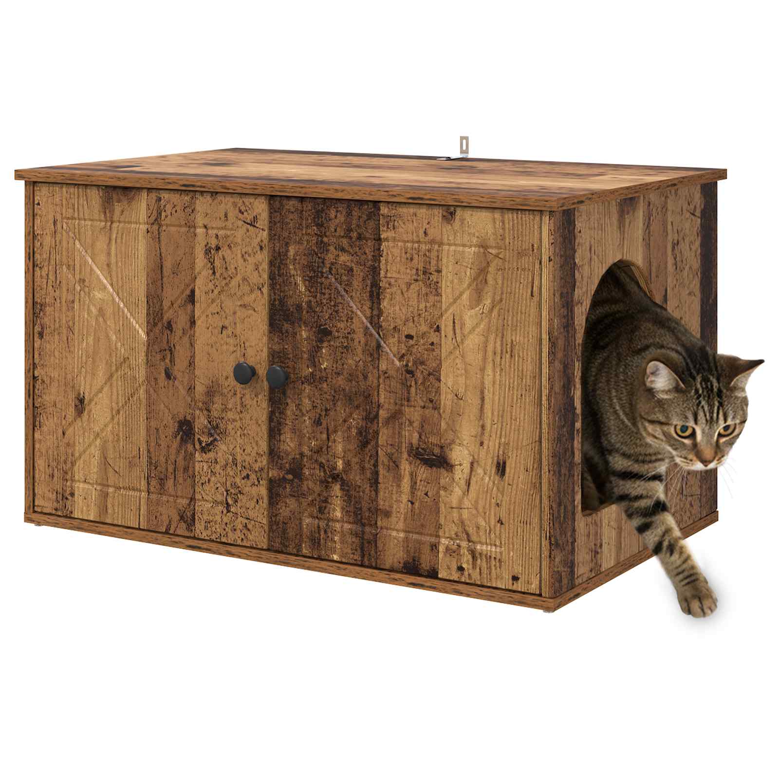 vidaXL Kattenhuis Oudhout 85 x 55 x 50 cm Bewerkt hout