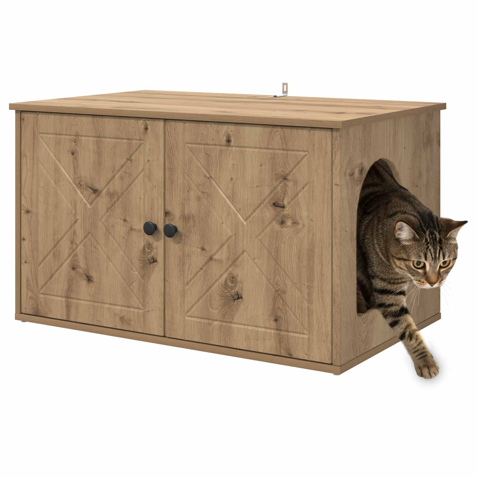 vidaXL Kattenhuis Ambachtelijk eiken 85 x 55 x 50 cm Bewerkt hout