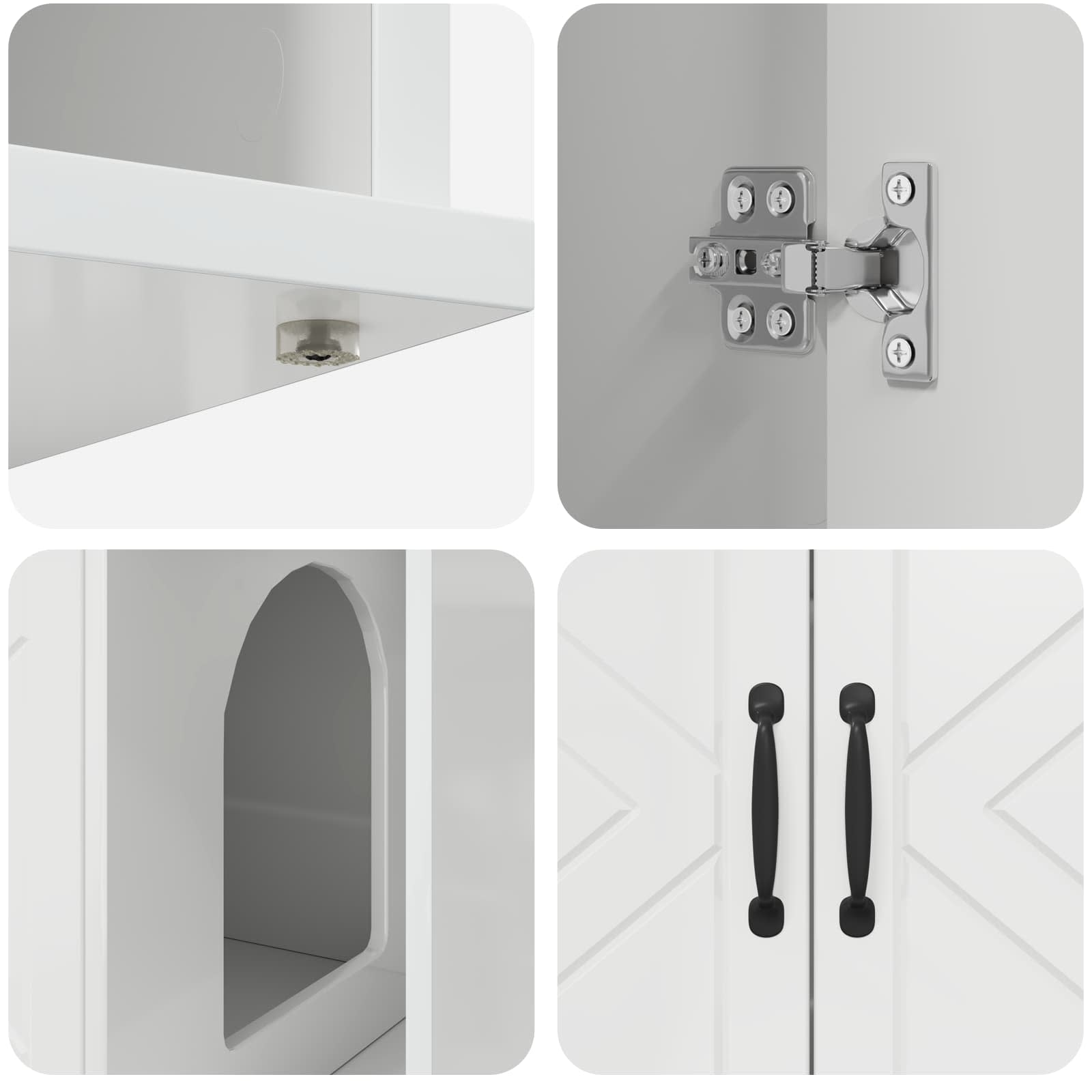 Kattenhuis Glanzend Wit 85 x 55 x 50 cm Bewerkt hout image 9