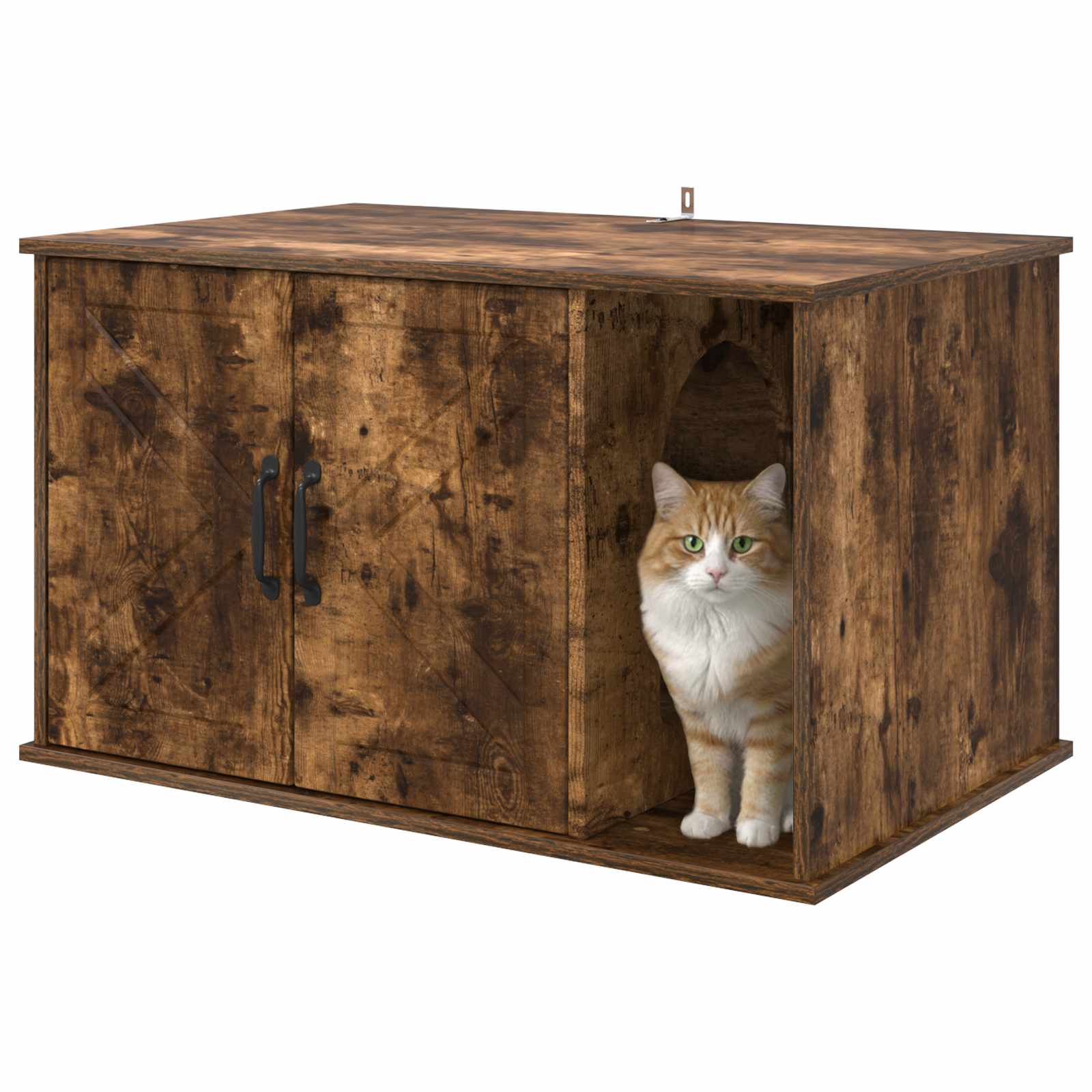 Kattenhuis Gerookt eiken 85 x 55 x 50 cm Bewerkt hout image 3