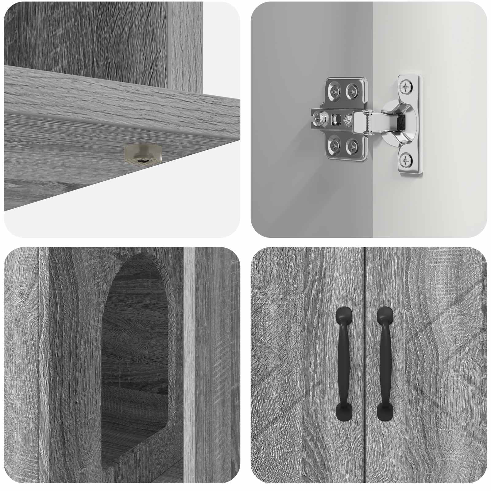 Kattenhuis Grijs Sonoma 85 x 55 x 50 cm Bewerkt hout image 9