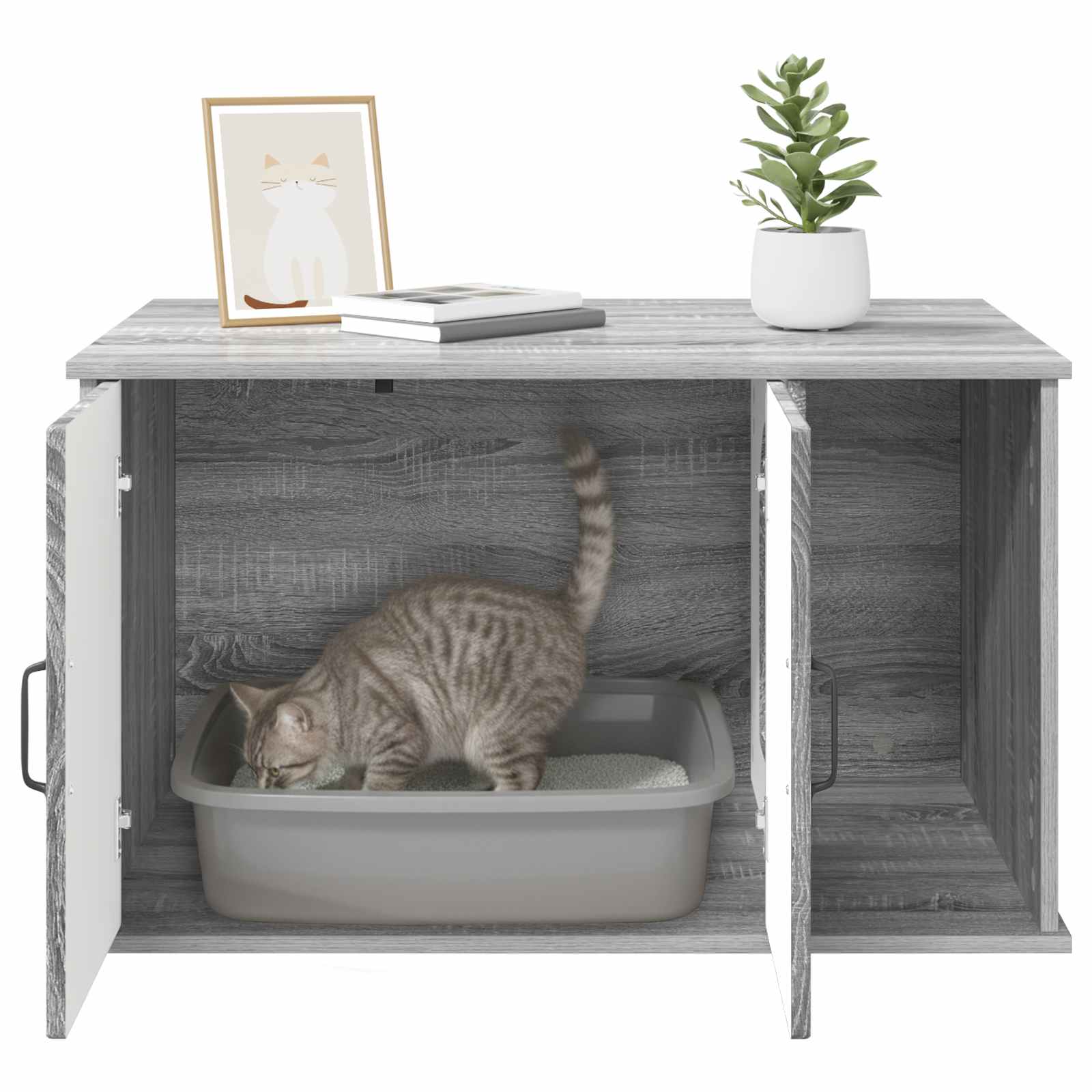 Kattenhuis Grijs Sonoma 85 x 55 x 50 cm Bewerkt hout image 10