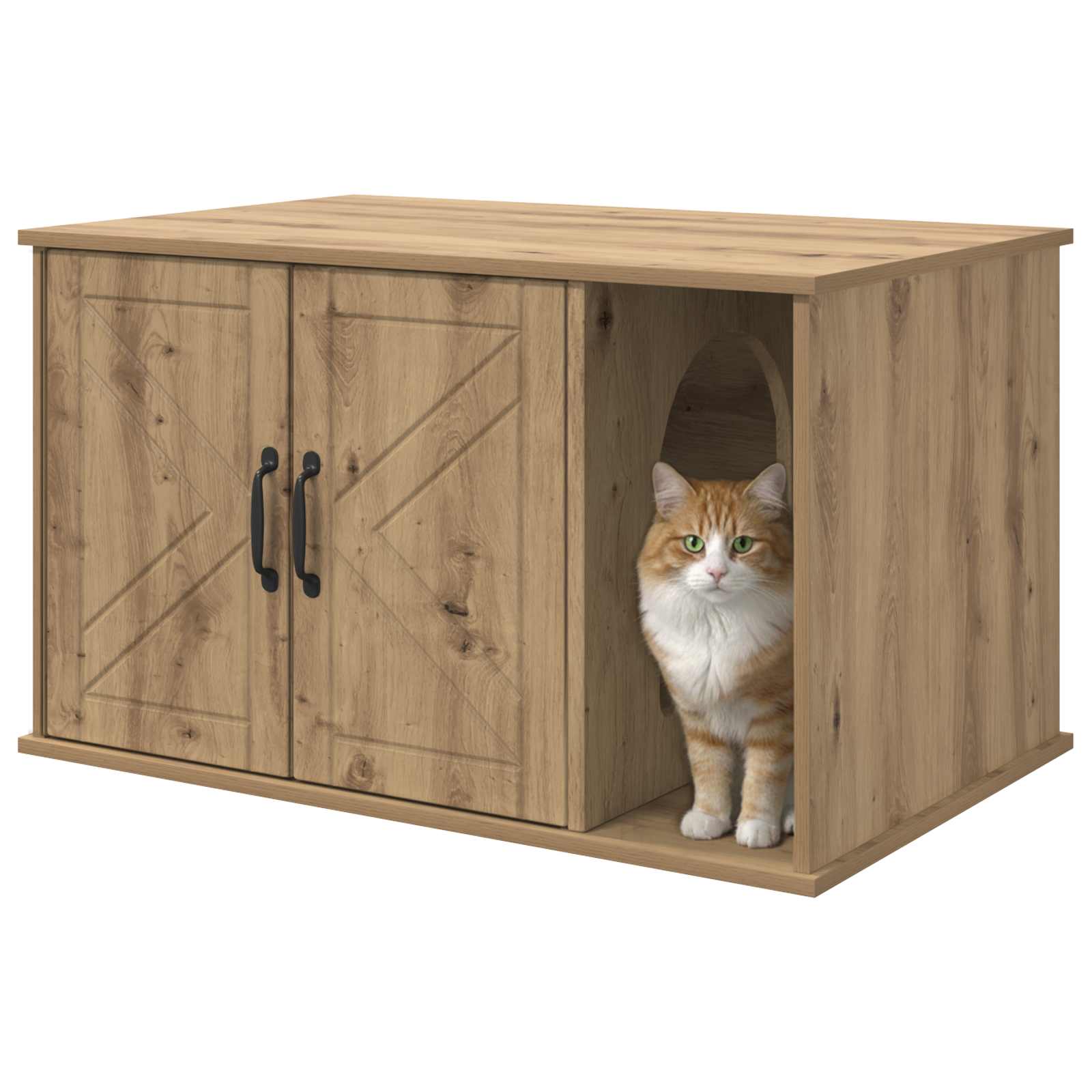 vidaXL Kattenhuis Ambachtelijk eiken 85 x 55 x 50 cm Bewerkt hout