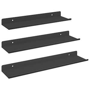 Plovoucí police Nástěnný 3 pcs Černý 40 x 9 x 2,5 cm Ocel - obrázek 2