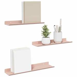 Plovoucí police Nástěnný 3 pcs Růžová 40 x 9 x 2,5 cm Ocel - obrázek 3