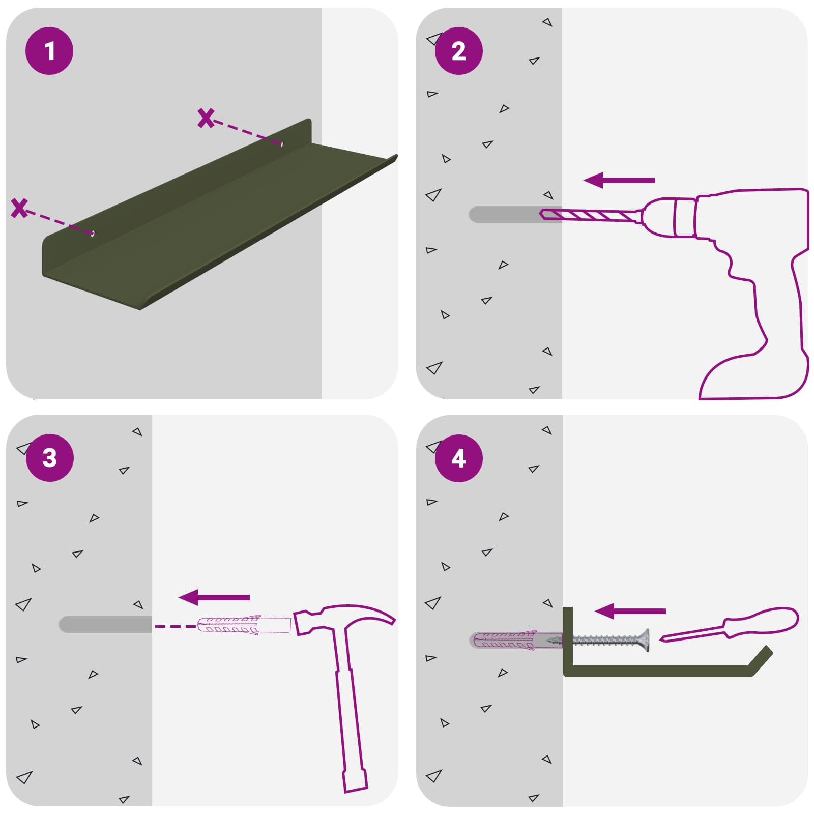 Ležeča polica 3 pcs Oljčno zelena 40 x 9 x 2,5 cm Jeklo - slika 10