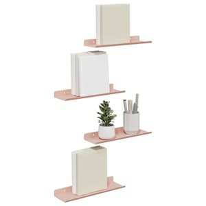 Plovoucí police Nástěnný 4 pcs Růžová 30 x 9 x 2,5 cm Ocel - obrázek 3