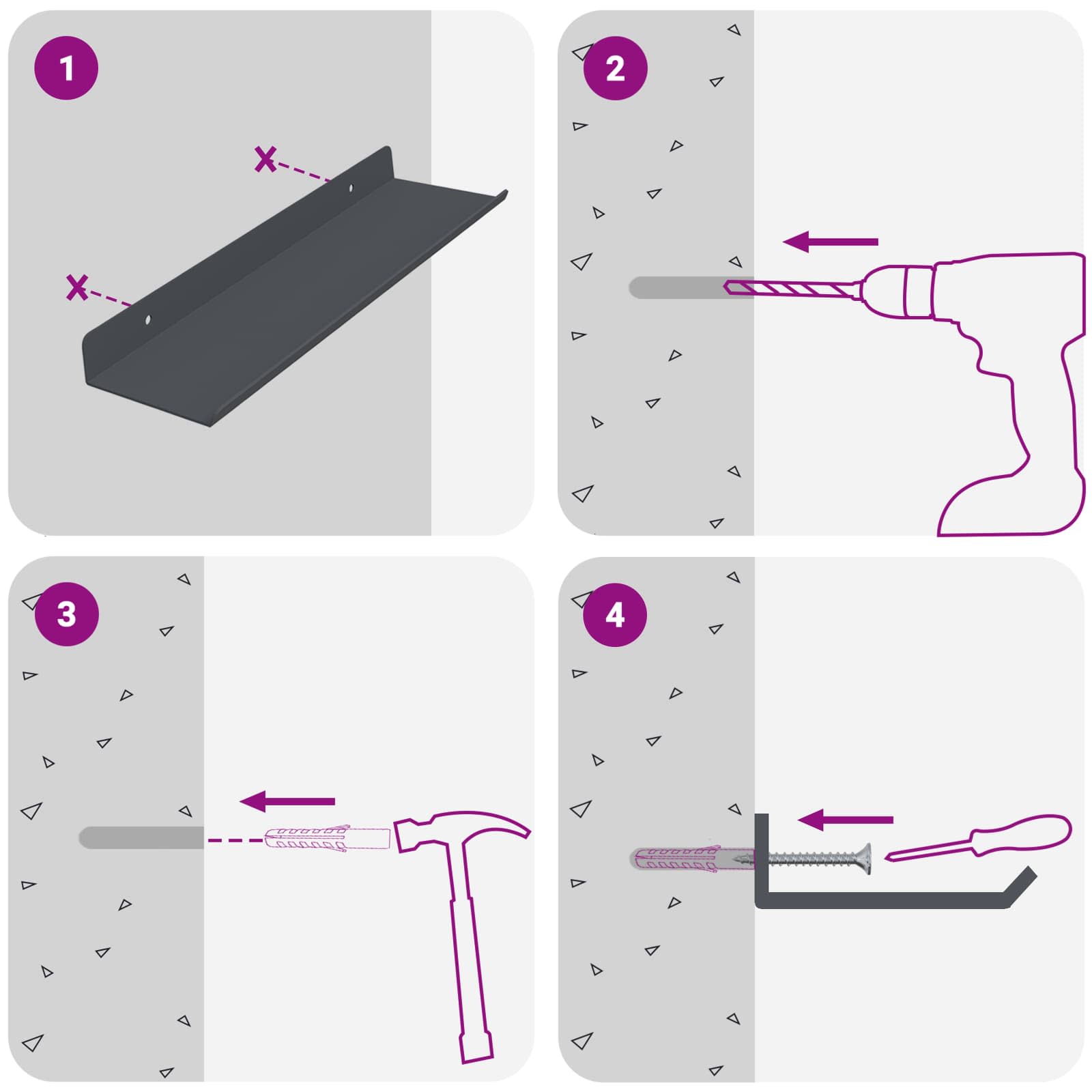 Ležeča polica 2 pcs Antracit 30 x 9 x 2,5 cm Jeklo - slika 10