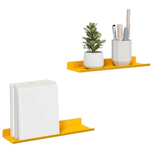 Plovoucí police 2 pcs Hořčicově žlutá 30 x 9 x 2,5 cm Ocel - obrázek 3