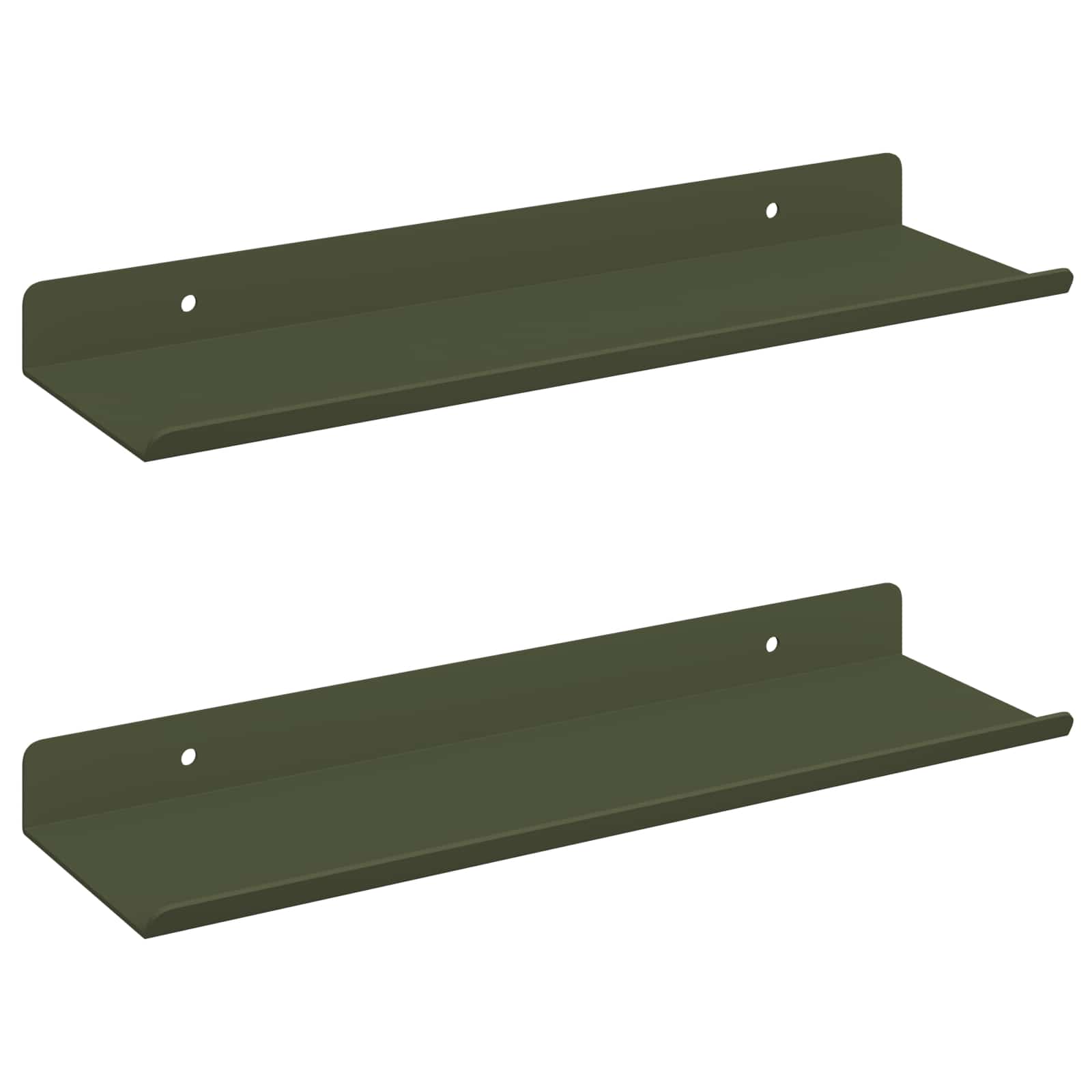 Ležeča polica 2 pcs Oljčno zelena 30 x 9 x 2,5 cm Jeklo - slika 2