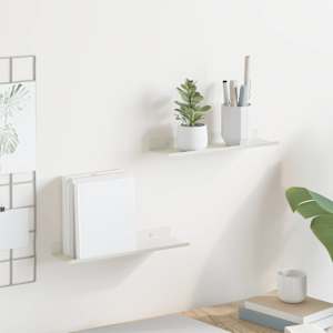 Ležeča polica 2 pcs Bela 30 x 9 x 2,5 cm Jeklo