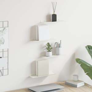 Ležeča polica 4 pcs Bela 30 x 9 x 2,5 cm Jeklo