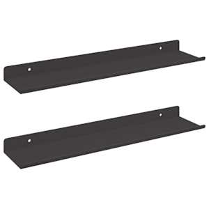 Plovoucí police Nástěnný 2 pcs Černý 40 x 8,5 x 2,5 cm Ocel - obrázek 2