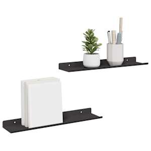 Plovoucí police Nástěnný 2 pcs Černý 40 x 8,5 x 2,5 cm Ocel - obrázek 3