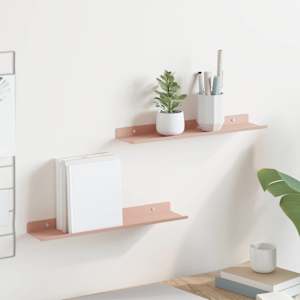 Plovoucí police Nástěnný 2 pcs Růžová 40 x 9 x 2,5 cm Ocel - obrázek 1