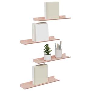 Plovoucí police Nástěnný 4 pcs Růžová 40 x 9 x 2,5 cm Ocel - obrázek 3