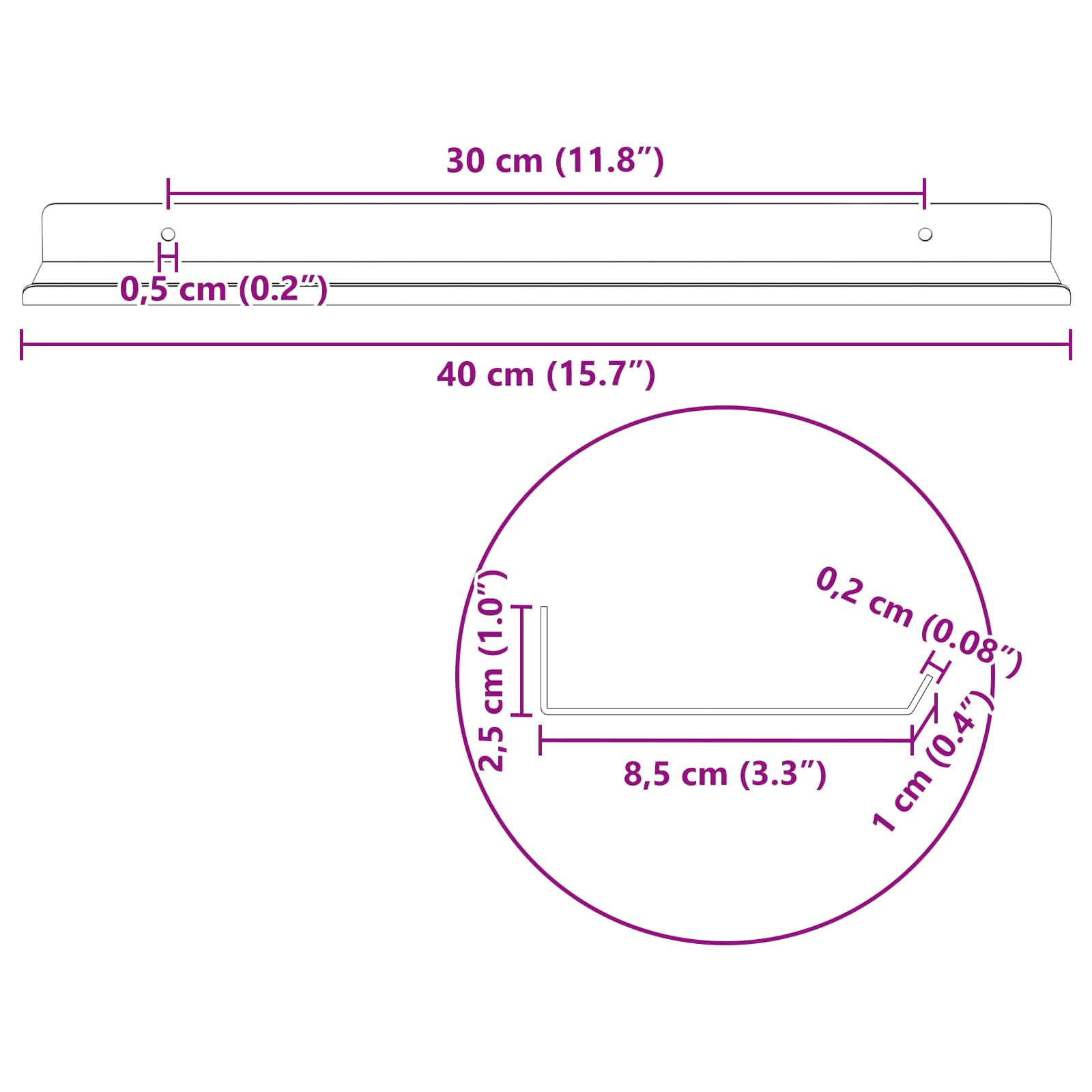Ležeča polica 2 pcs Antracit 40 x 9 x 2,5 cm Jeklo - slika 11