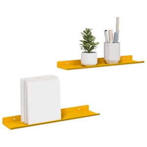 Plovoucí police 2 pcs Hořčicově žlutá 40 x 9 x 2,5 cm Ocel - obrázek 3