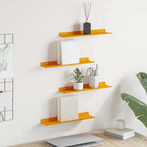 Ležeča polica 4 pcs Gorčična rumena 40 x 9 x 2,5 cm Jeklo