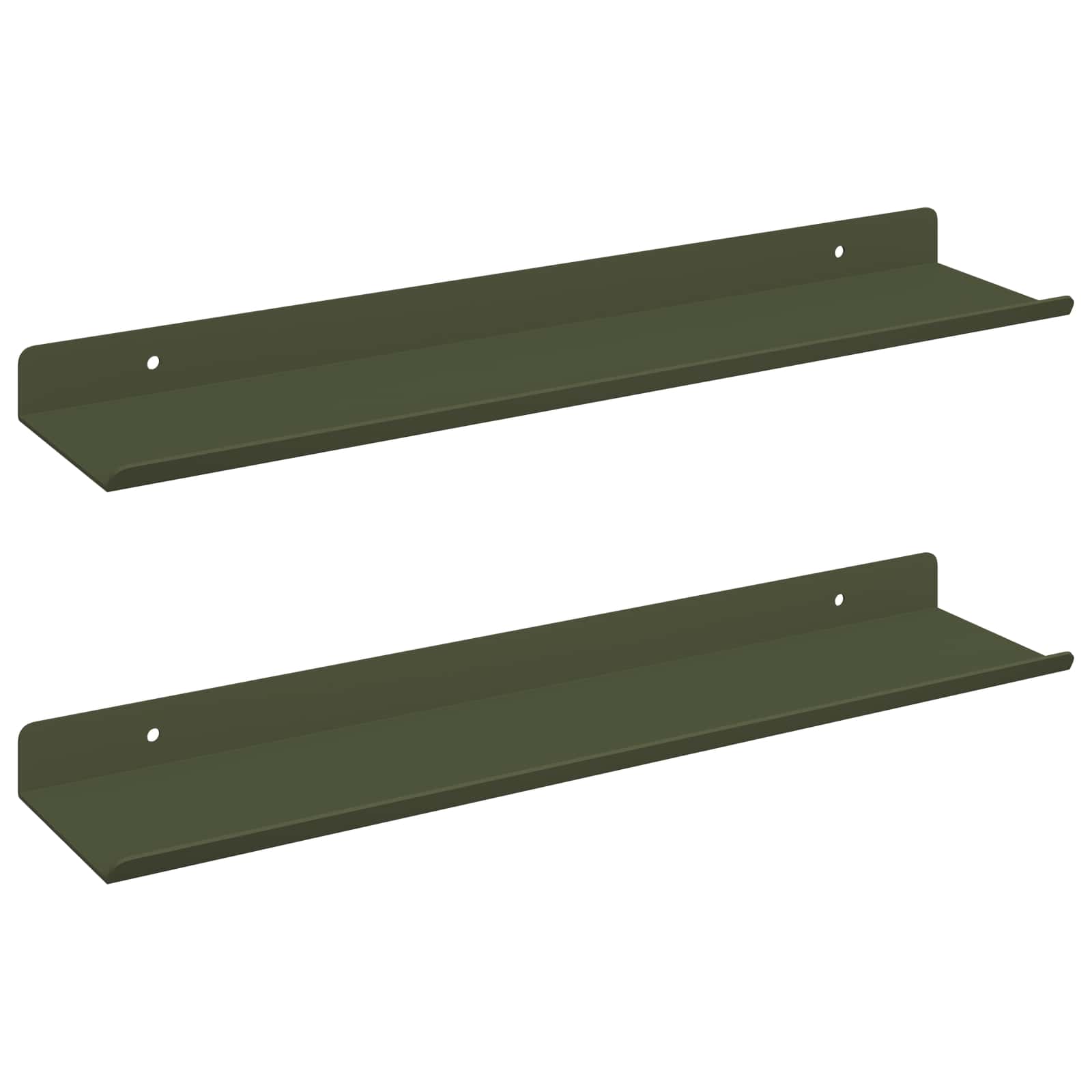 Ležeča polica 2 pcs Oljčno zelena 40 x 9 x 2,5 cm Jeklo - slika 2