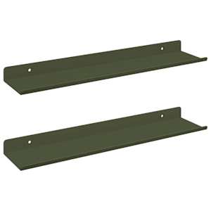 Plovoucí police 2 pcs Olivově zelená 40 x 9 x 2,5 cm Ocel - obrázek 2
