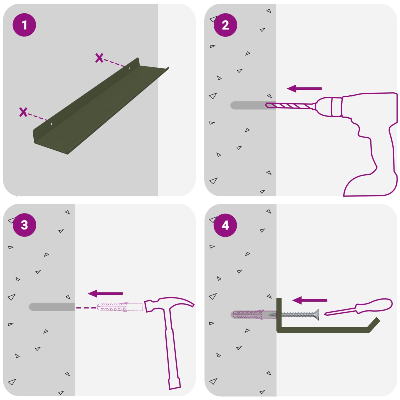 Ležeča polica 2 pcs Oljčno zelena 40 x 9 x 2,5 cm Jeklo - slika 10