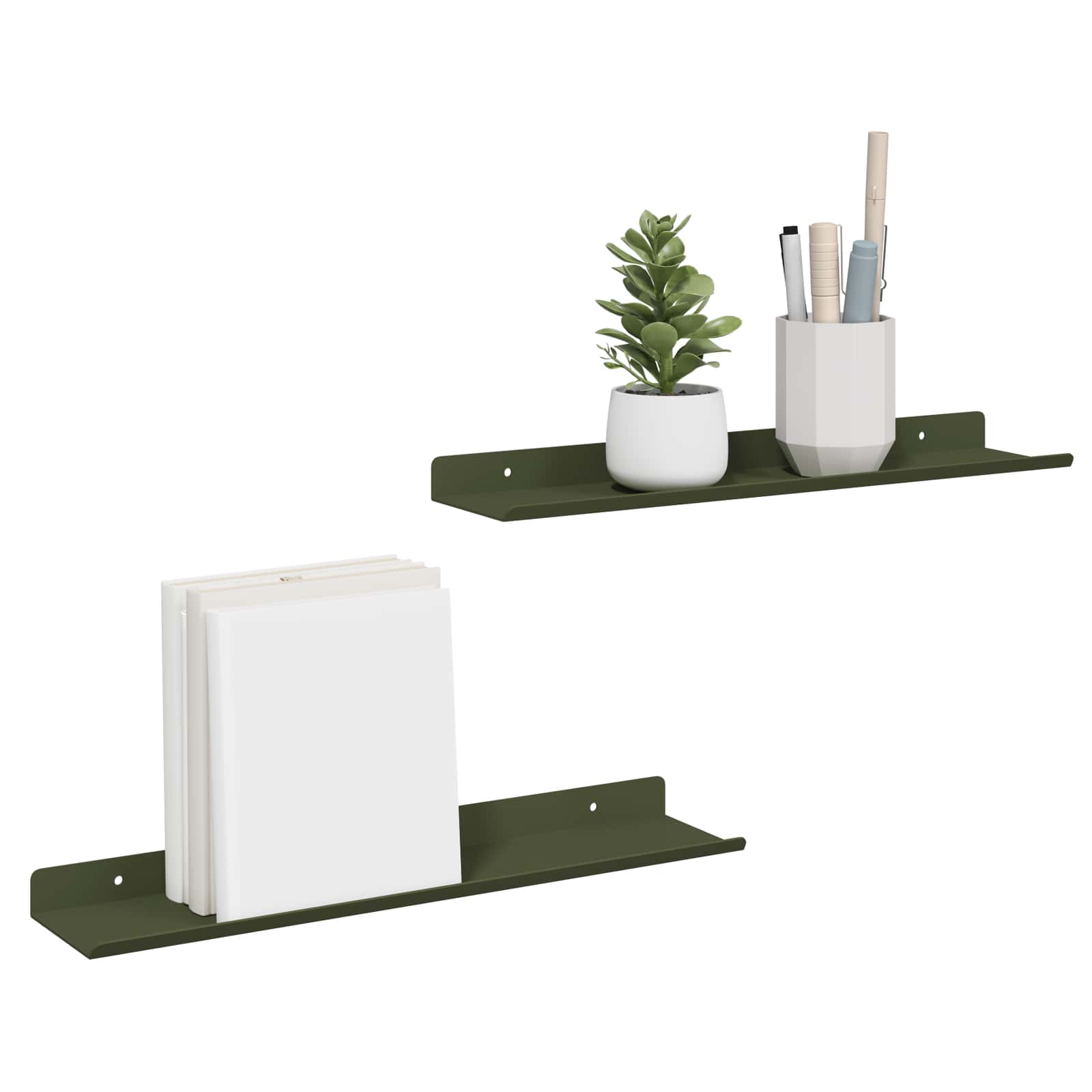 Ležeča polica 2 pcs Oljčno zelena 40 x 9 x 2,5 cm Jeklo - slika 3