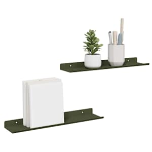 Plovoucí police 2 pcs Olivově zelená 40 x 9 x 2,5 cm Ocel - obrázek 3