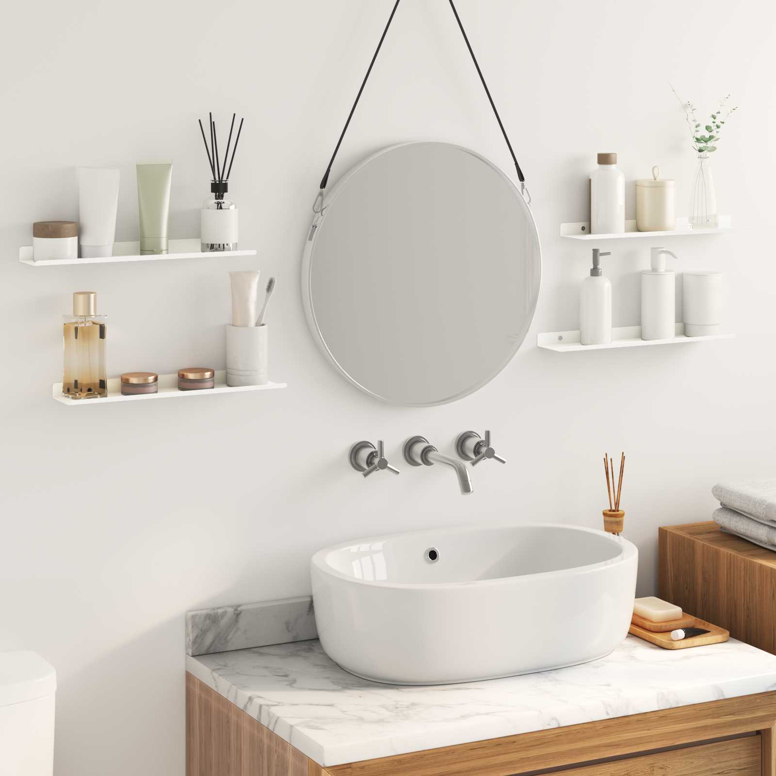 Ležeča polica 4 pcs Bela 40 x 9 x 2,5 cm Jeklo - slika 4