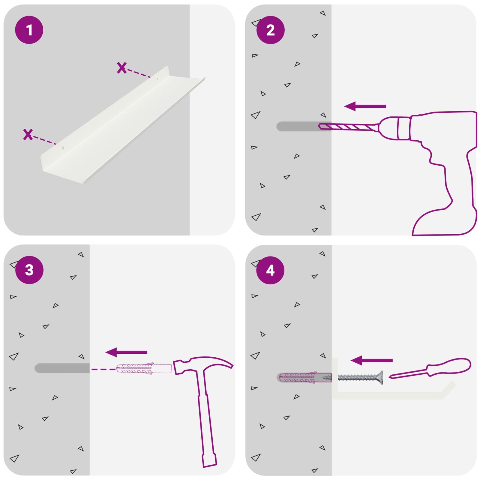 Ležeča polica 4 pcs Bela 40 x 9 x 2,5 cm Jeklo - slika 10