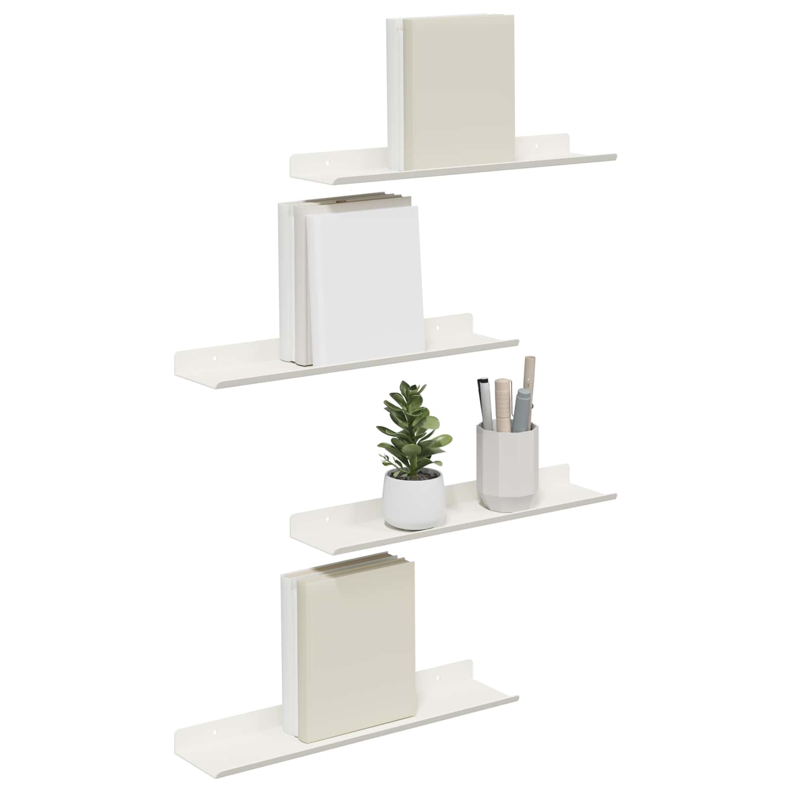 Ležeča polica 4 pcs Bela 40 x 9 x 2,5 cm Jeklo - slika 3