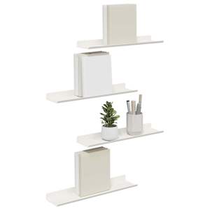 Plovoucí police Nástěnný 4 pcs Bílý 40 x 9 x 2,5 cm Ocel - obrázek 3