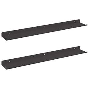 Plovoucí police Nástěnný 2 pcs Černý 60 x 8,5 x 2,5 cm Ocel - obrázek 2