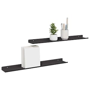Plovoucí police Nástěnný 2 pcs Černý 60 x 8,5 x 2,5 cm Ocel - obrázek 3