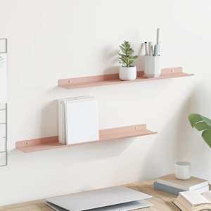 Plovoucí police Nástěnný 2 pcs Růžová 60 x 9 x 2,5 cm Ocel - obrázek 1