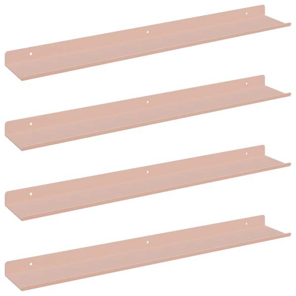 vidaXL Ujuv riiul Seinale kinnitav 4 tk Roosa 60 x 8,5 x 2,5 cm Teras