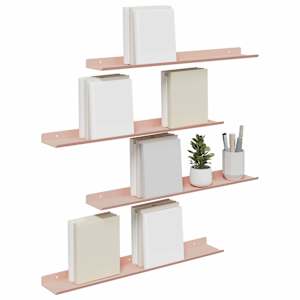 Plovoucí police Nástěnný 4 pcs Růžová 60 x 9 x 2,5 cm Ocel - obrázek 3