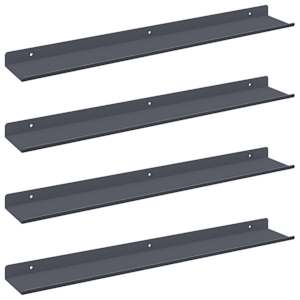 Plovoucí police Nástěnný 4 pcs Antracit 60 x 9 x 2,5 cm Ocel - obrázek 2