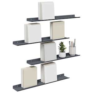 Plovoucí police Nástěnný 4 pcs Antracit 60 x 9 x 2,5 cm Ocel - obrázek 3