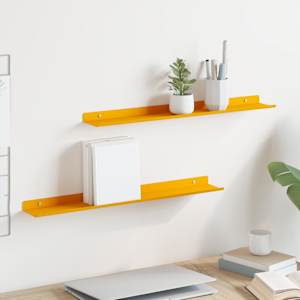 Stenska polica s polico 2 pcs Gorčična rumena 60 x 9 x 2,5 cm