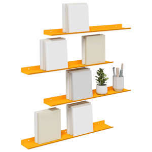 Plovoucí police 4 pcs Hořčicově žlutá 60 x 9 x 2,5 cm Ocel - obrázek 3