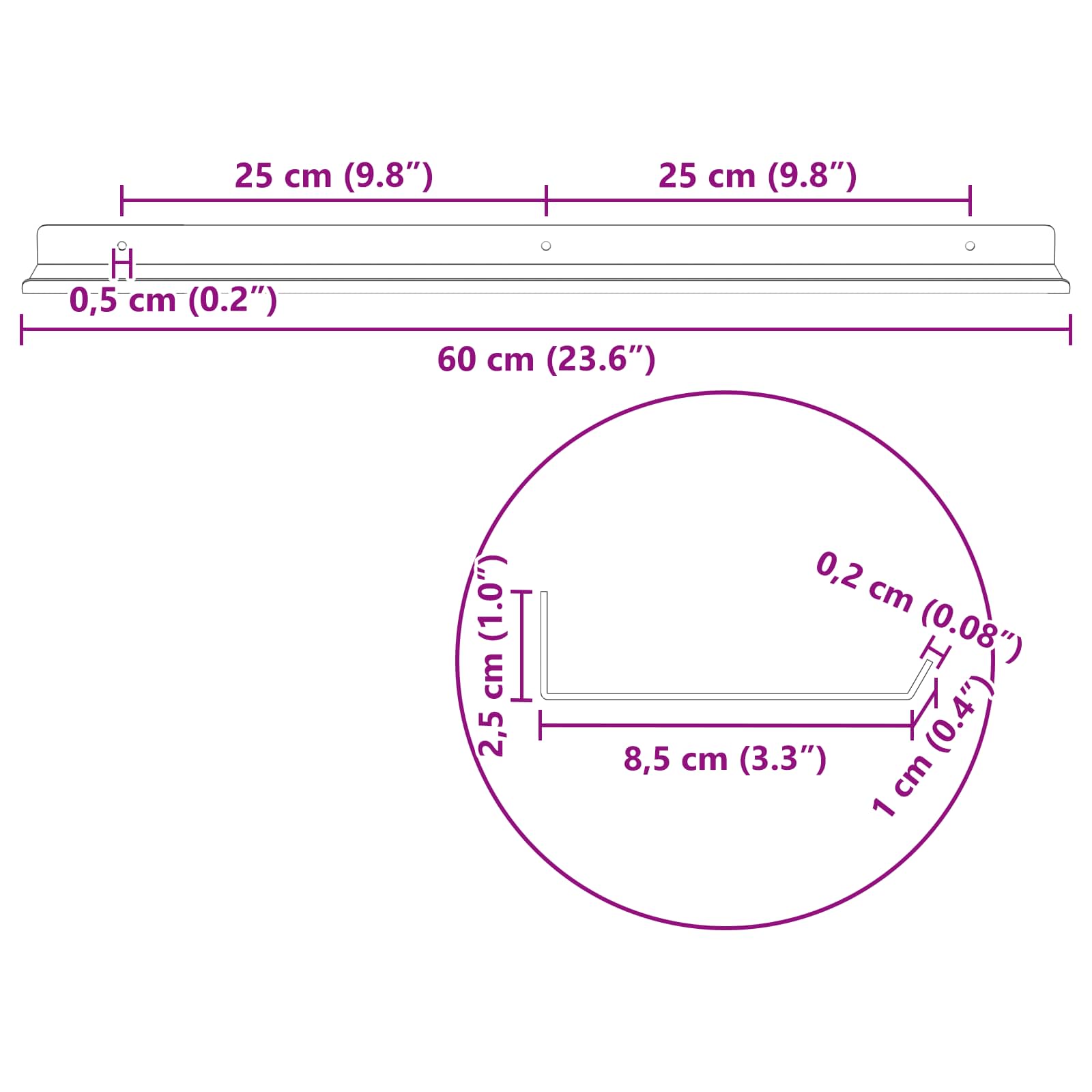 Plovoucí police 4 pcs Hořčicově žlutá 60 x 9 x 2,5 cm Ocel - obrázek 11