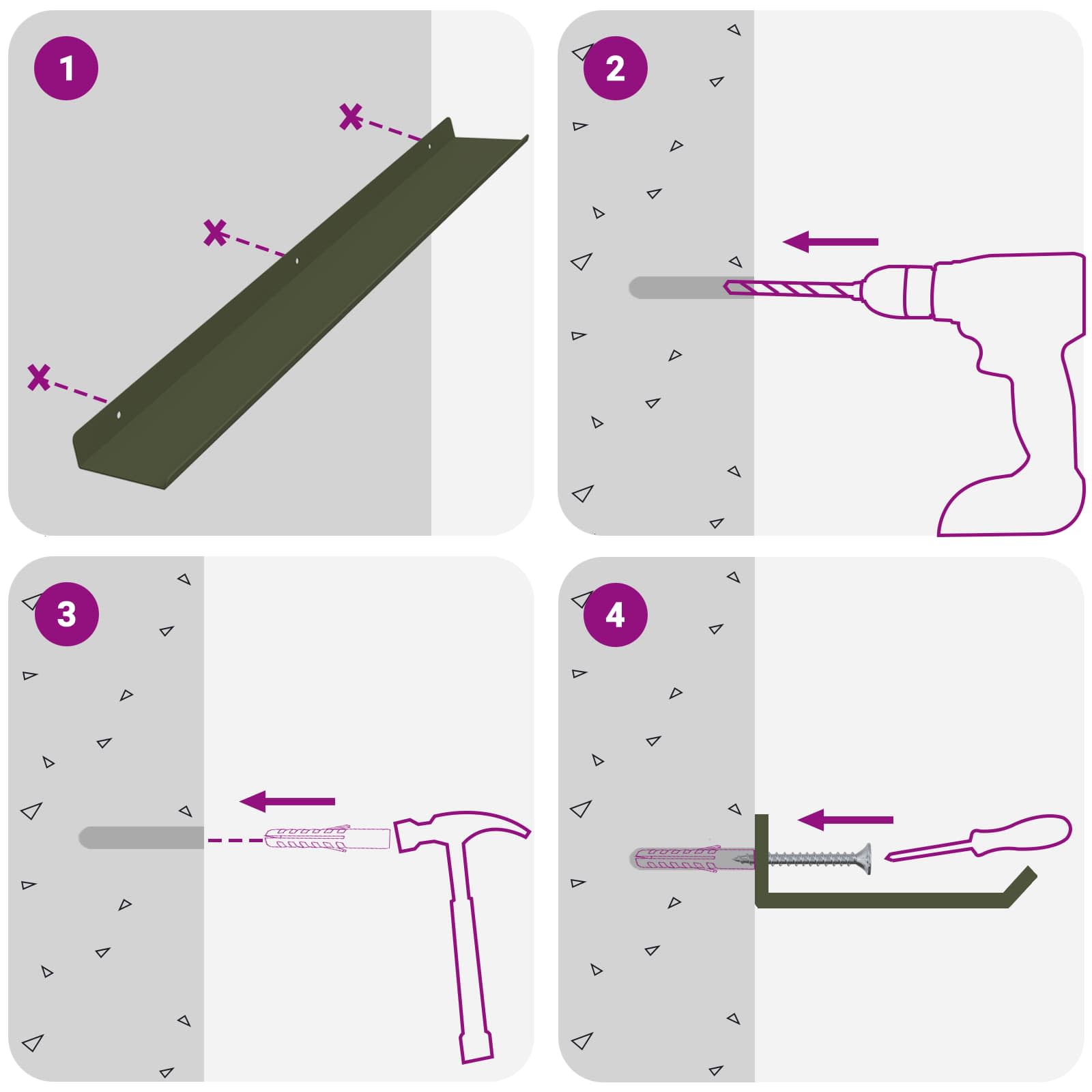 Ležeča polica 2 pcs Oljčno zelena 60 x 9 x 2,5 cm Jeklo - slika 10